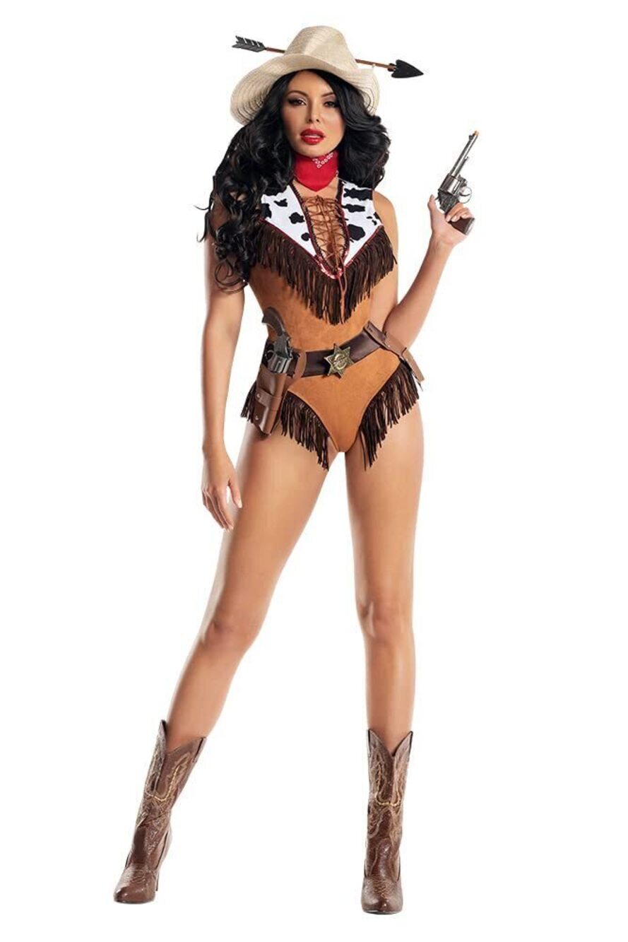 3717 Wild West Hottie Costume, Brown, Small
